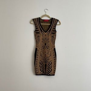 Akira red label Black and gold body con dress